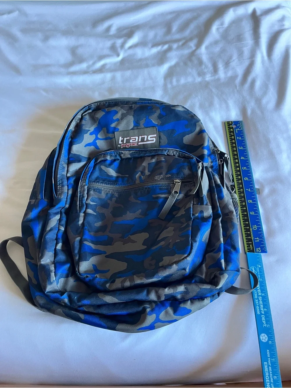 Trans by JanSport Blue Camo Backpack School Bookbag Travel Daypack